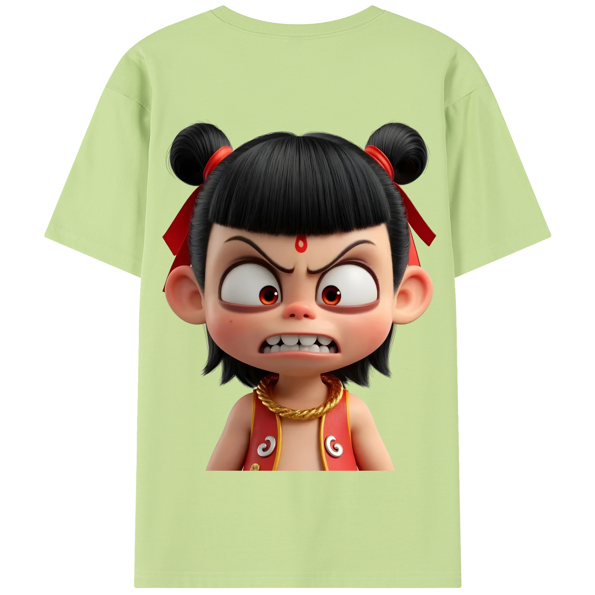 （画像用） Ne Zha 2 ナタ 魔童の大暴れ 綿100％半袖Tシャツ（背面プリント）